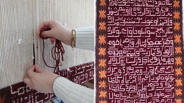 Enver Paşa için dokunan ve üzerinde şiir bulunan 107 yıllık kilim, Kars'ta halı olarak işlendi