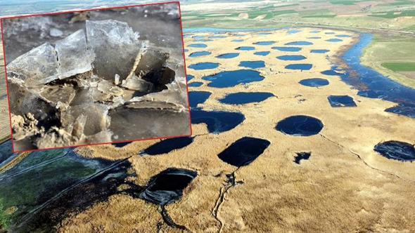 Sıcaklığın eksi 8 dereceye düştüğü Edirne'de, Tunca Nehri ve gölet buz tuttu