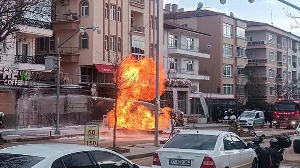 Kırıkkale'de kazı sırasında doğal gaz hattında yangın çıktı; 1 işçi yaralandı