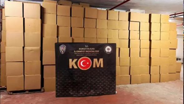 Bursa’da 8,7 milyon makaron ve 1,6 ton kaçak tütün ele geçirildi