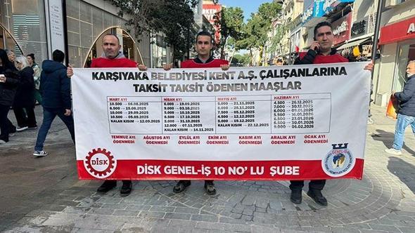 Karşıyaka Belediyesi işçileri yürüyüş yapıp, halktan destek istedi