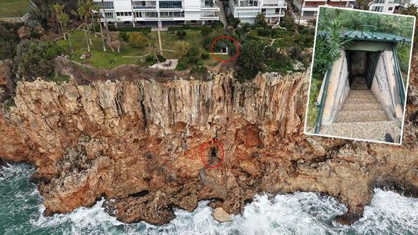 Falezlerdeki kaçak baraka ve asansörü mühürlendi