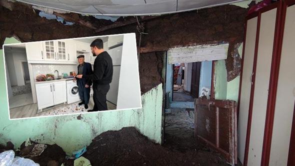 Yüksekova'da yağışta evi yıkılan aileye destek