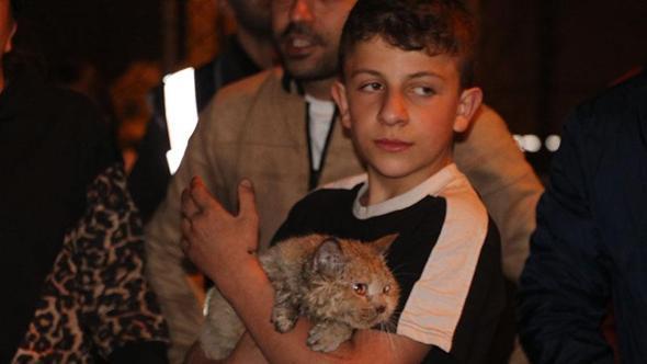 Yangında dairede mahsur kalan kedi 'Duman'ı itfaiye kurtardı