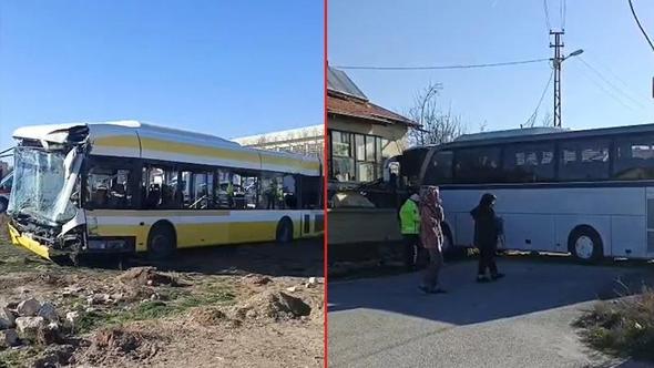 Belediye otobüsü ile öğrenci servis otobüsü çarpıştı: 17 yaralı