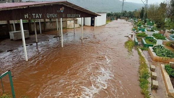 Hatay'da kuvvetli yağış günlük yaşamı etkileri: Çoban kuzuları son anda kurtardı
