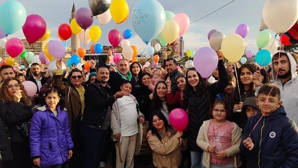 Kampanyası tamamlanan SMA hastası Alya için balonlar gökyüzüne bırakıldı