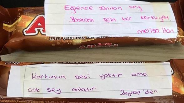 Ortaokul öğrencilerinden ilkokul öğretmenlerine çikolatalı hediye