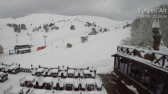 Uludağ'da nisan ayında kar yağışı; kar kalınlığı 1 metre