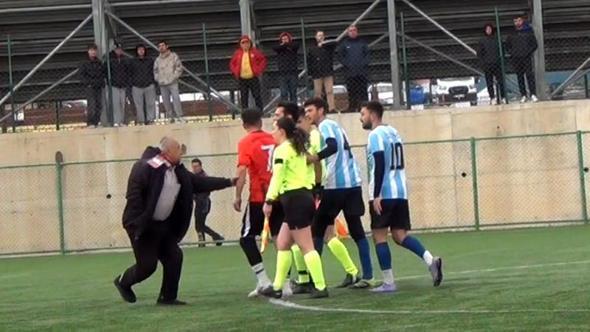 Orta hakemin yüzünden yumruklandığı maç tatil edildi; futbolcu gözaltına alındı