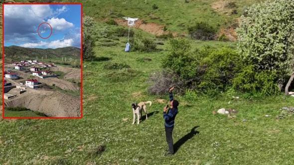Arazideki çobanlara dronla 'şeker' gönderdiler
