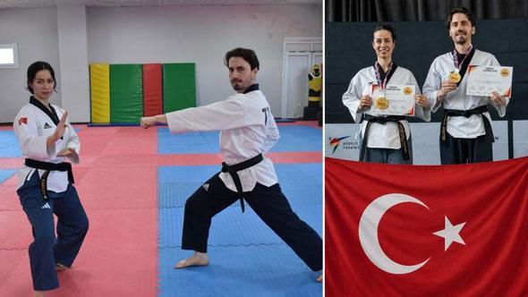 İzmirli tekvandocu çift, Londra'dan şampiyon döndü