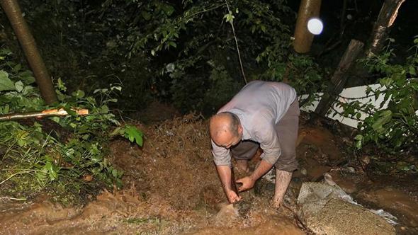 Artvin'de sağanak etkili oldu; dere taştı