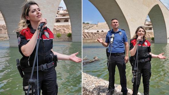 Batman polisi, Hasankeyf’in tarihi dokusu ile müziği buluşturdu