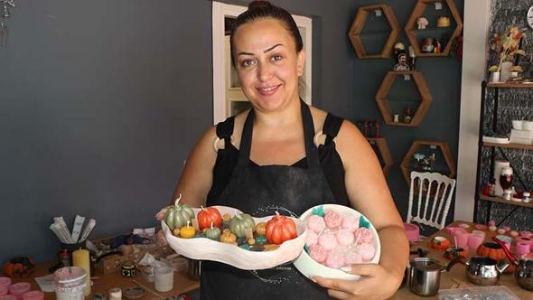 3 çocuk annesi Elif, çocukluk hayalini mumlara döktü