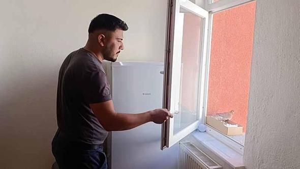 Evinin penceresine yuva yapan kumruya gözü gibi bakıyor