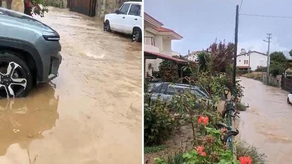 Datça'da sağanak nedeniyle yollar göle döndü