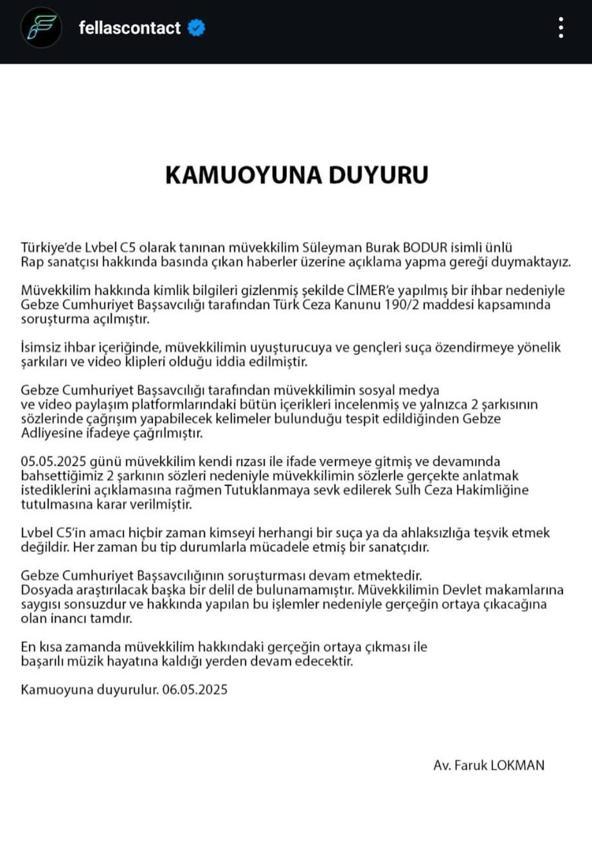 Rapçi Lvbel C5 tutuklandı