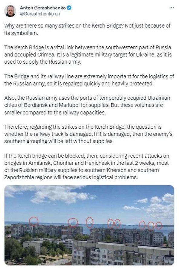Gerashchenko: Kırım Köprüsü, sembolik olmaktan çok stratejik