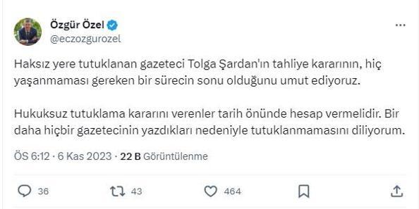 Özgür Özel: Hukuksuz tutuklama kararını verenler tarih önünde hesap vermelidir