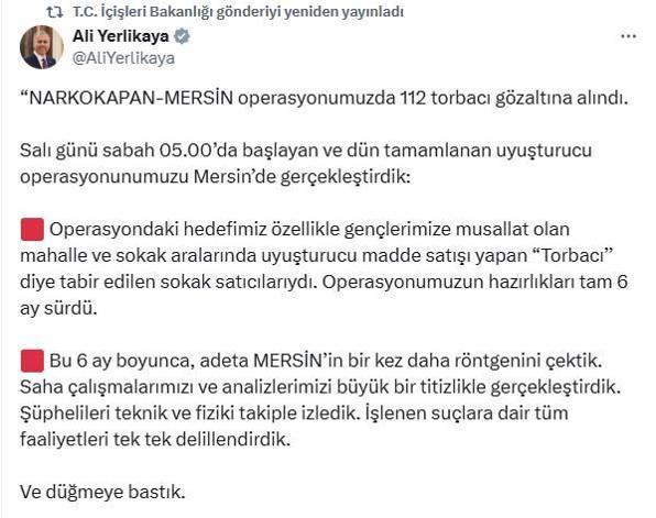 Narkokapan-Mersin operasyonu; 84 torbacı tutuklandı