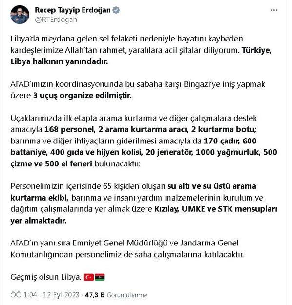 Cumhurbaşkanı Erdoğan: Türkiye, Libya halkının yanındadır