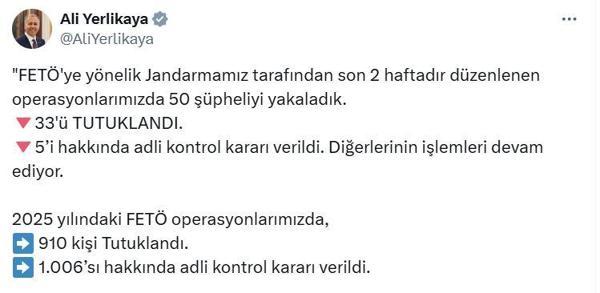20 ilde FETÖye operasyon; 50 gözaltı