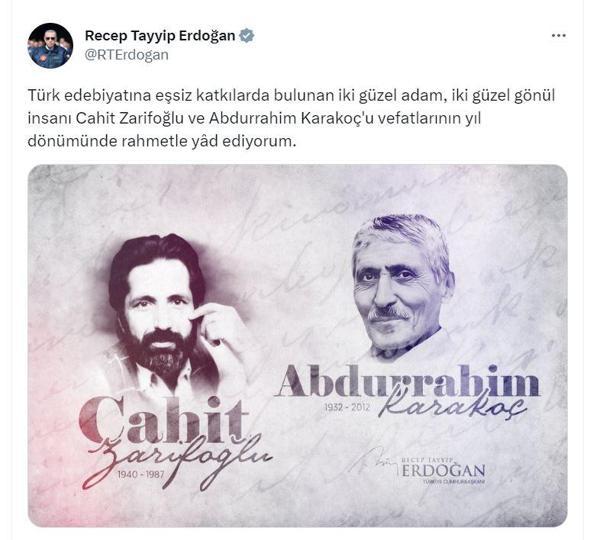 Cumhurbaşkanı Erdoğan, Zarifoğlu ve Karakoçu andı