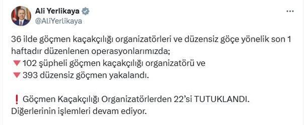 36 ilde 393 düzensiz göçmen yakalandı
