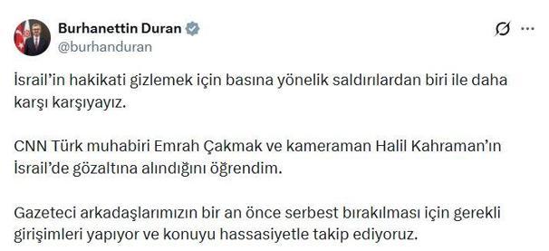 İsrailde CNN Türk ekibine gözaltı