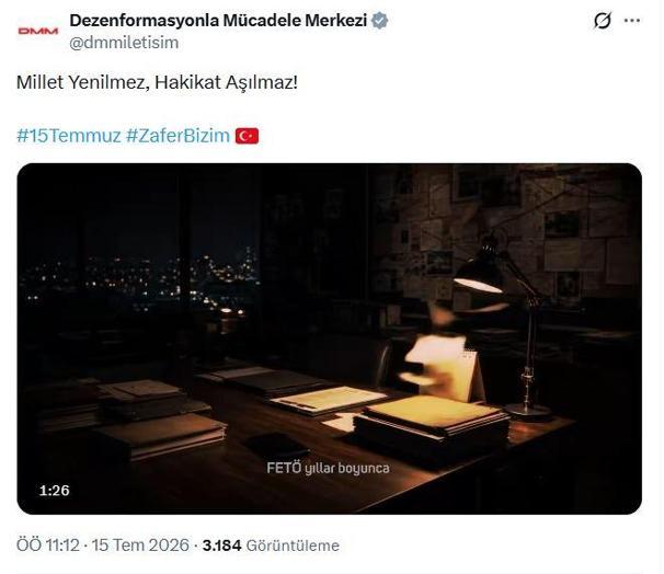 DMMden 15 Temmuz mesajı
