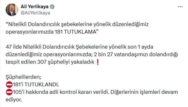 47 ilde dolandırıcılık operasyonları; 181 şüpheli tutuklandı