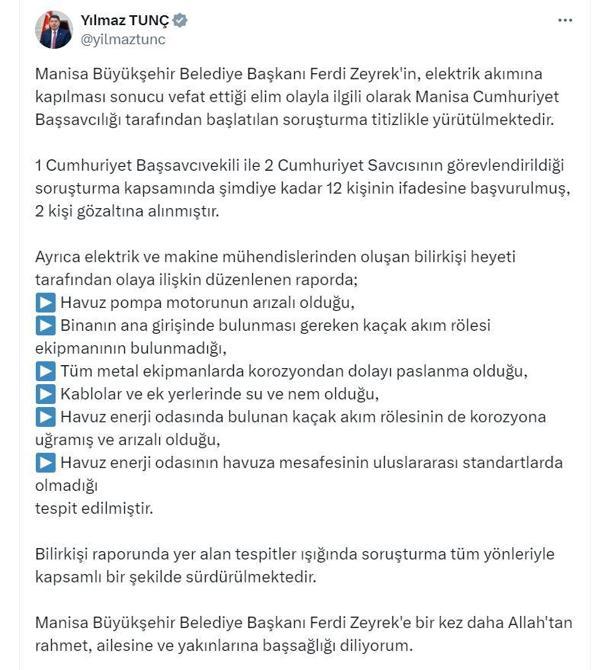 Bakan Tunç, Ferdi Zeyrekin ölümüyle ilgili bilirkişi raporunu açıkladı
