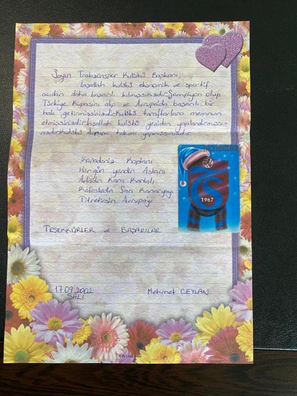 Trabzonspor’a, taraftarından 100üncü yıl mektubu