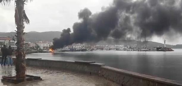 Denize bir gün önce indirilen lüks tekne bugün yandı: 2 yaralı