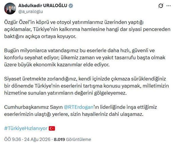 Bakan Uraloğlu: Eserlerimizin ulaştığı yerlere, sizin hayalleriniz dahi ulaşamaz