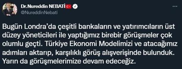 Bakan Nebati: Londrada yaptığımız görüşmeler olumlu geçti