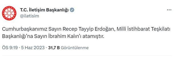MİT Başkanlığına İbrahim Kalın atandı