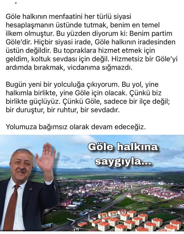 Göle Belediye Başkanı Budak CHP’den istifa etti