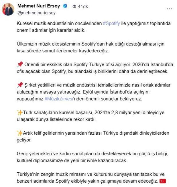 Spotify Türkiye Ofisi, 2026da açılacak