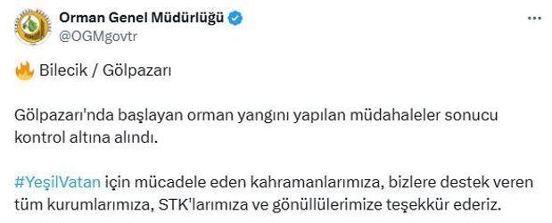 OGM: Bilecikte orman yangını kontrol altına alındı