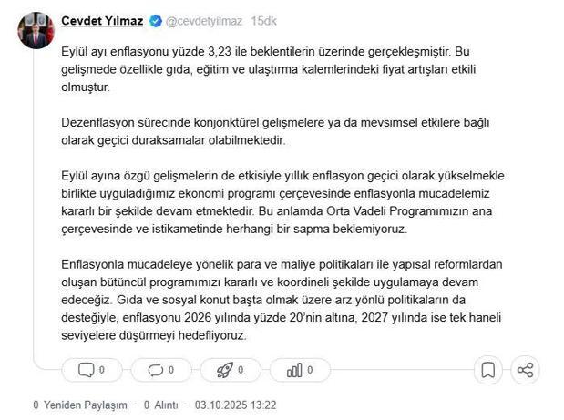 Cevdet Yılmaz: Bütüncül programımızı kararlı şekilde uygulamaya devam edeceğiz