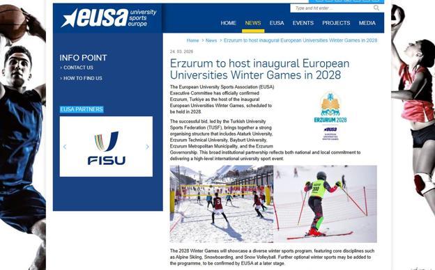 Erzurum, 2028 Avrupa Üniversiteler Kış Oyunlarına ev sahipliği yapacak