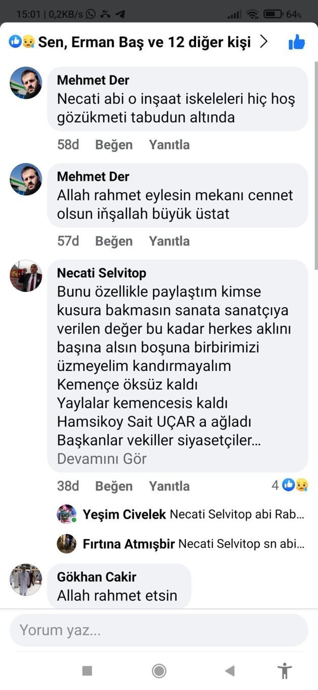 Karadenizli müzisyen Sait Uçar, Trabzonda toprağa verildi