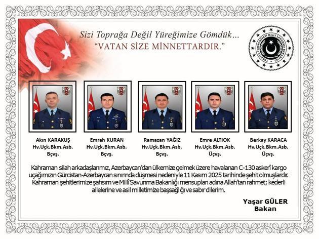 MSB: Düşen uçakta 20 asker şehit oldu
