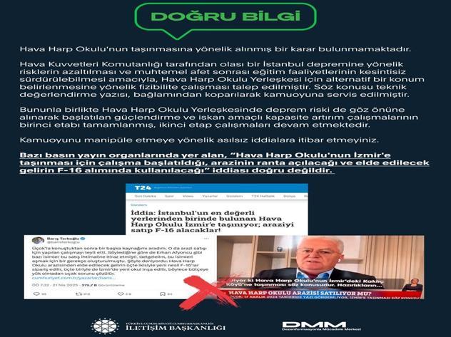 DMM: Hava Harp Okulunun taşınacağı iddiası doğru değil