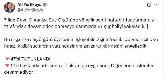 7 ilde 7 organize suç örgütüne operasyon: 47 tutuklama