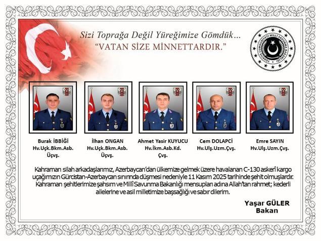 MSB: Düşen uçakta 20 asker şehit oldu