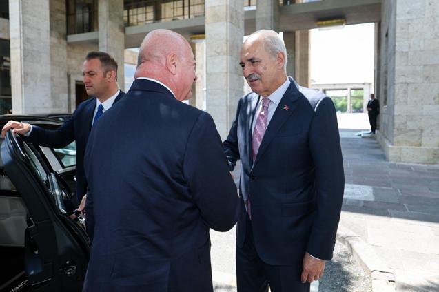TBMM Başkanı Kurtulmuş, Avusturya Federal Şansölyesi Stocker ile bir araya geldi