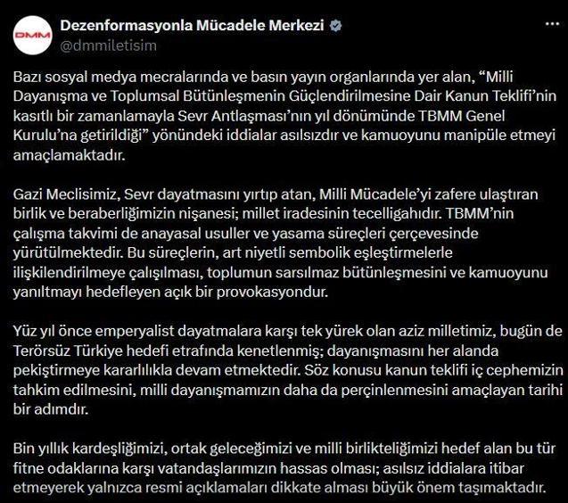 DMMden Sevr Antlaşması açıklaması